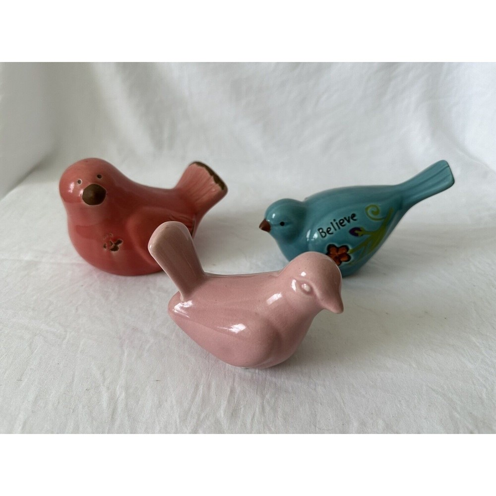 3 Ceramic Bird Decoration for Home or Garden